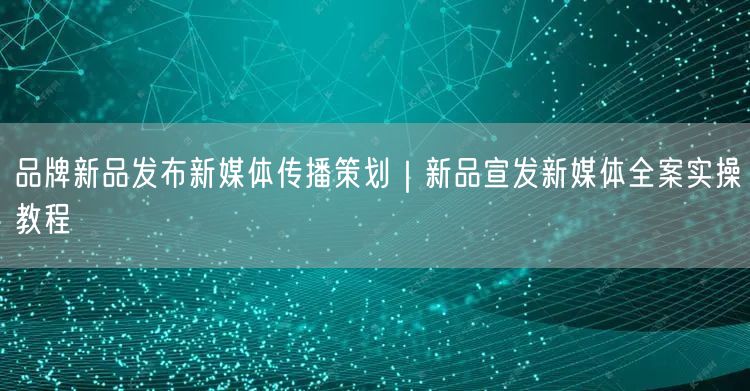 品牌新品发布新媒体传播策划｜新品宣发新媒体全案实操教程