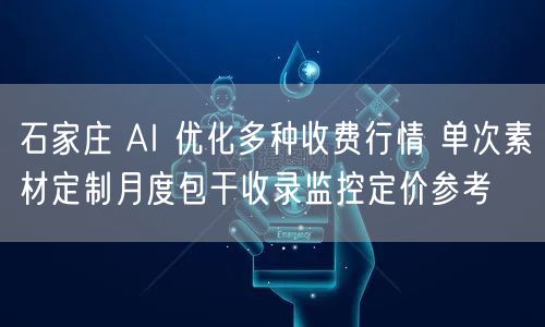 石家庄 AI 优化多种收费行情 单次素材定制月度包干收录监控定价参考
