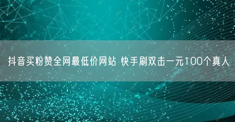 抖音买粉赞全网最低价网站 快手刷双击一元100个真人