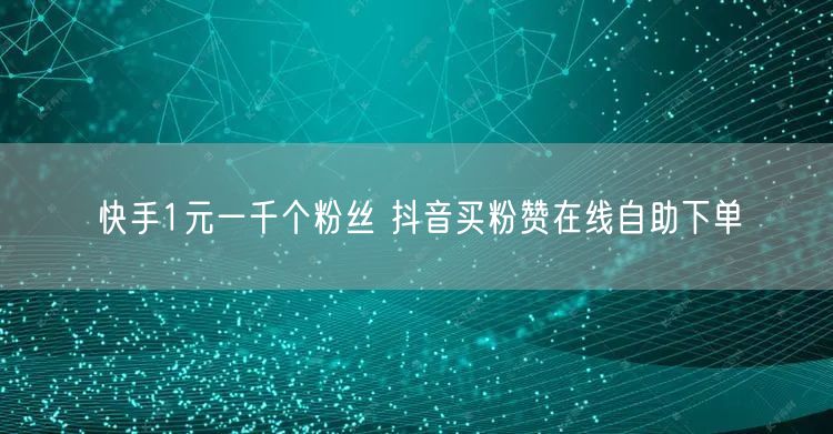快手1元一千个粉丝 抖音买粉赞在线自助下单