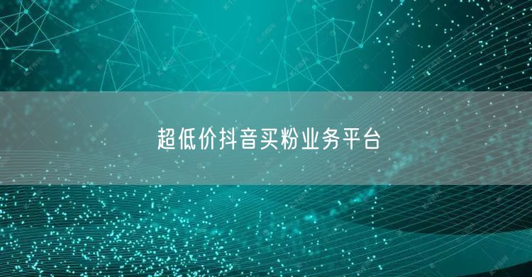 超低价抖音买粉业务平台