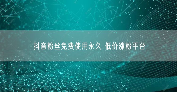 抖音粉丝免费使用永久 低价涨粉平台
