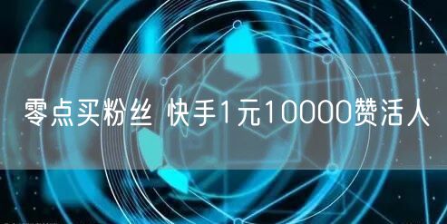 零点买粉丝 快手1元10000赞活人